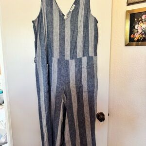 beachlunchlounge Blue and White Striped Jumpsuit